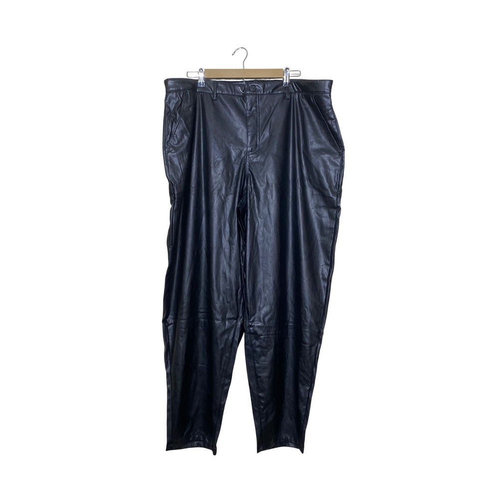 Juicy Couture Womens Black Faux Leather‎ High Rise Tapered Pants Size 20W NWT